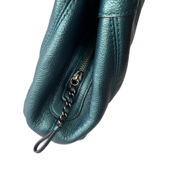 Coach Pebbled Leather Lexy Chained Shoulder Bag In Metallic Teal F22209 - NWOT - Picture 7 of 9